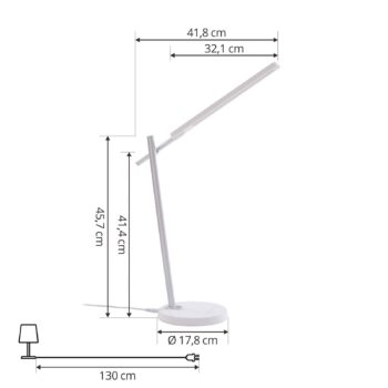 Stolná LED lampa Lindby Valtorin, biela