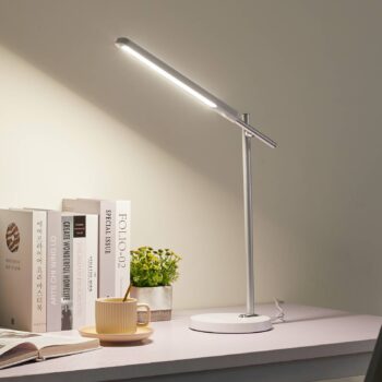 Stolná LED lampa Lindby Valtorin, biela