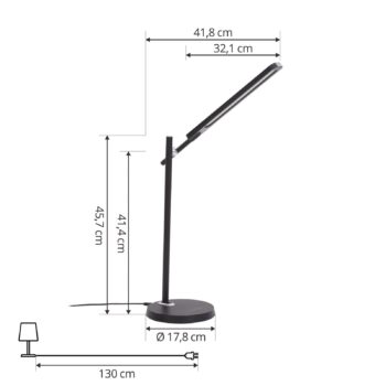 Stolná LED lampa Lindby Valtorin, čierna