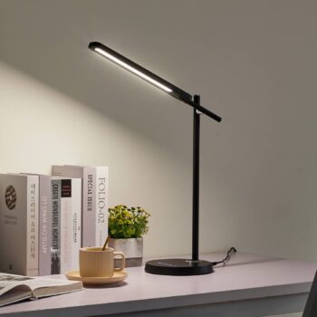 Stolná LED lampa Lindby Valtorin, čierna