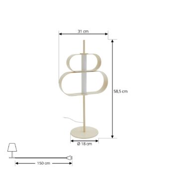 Stolná LED lampa Lucande Audrina, béžová, kov, stmievateľná
