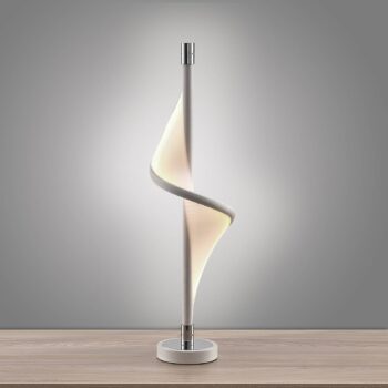 Stolná LED lampa Lucande Edano, 60 cm, biela, textilná, stmievateľná