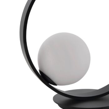 Stolná LED lampa Lucande Luneo, čierna/opál, sklo, stmievateľná