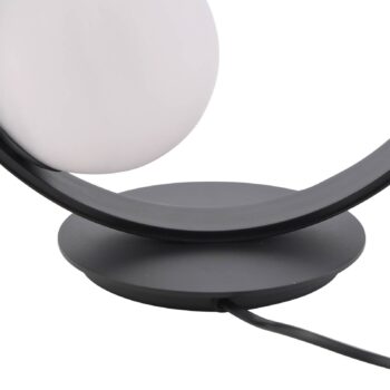 Stolná LED lampa Lucande Luneo, čierna/opál, sklo, stmievateľná
