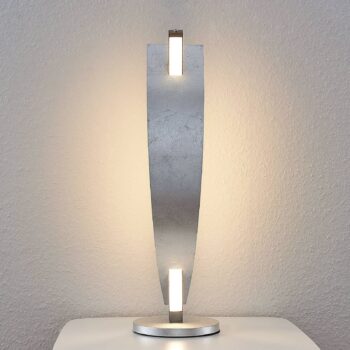 Stolná LED lampa Lucande Marija, strieborná farba, stmievateľná, 62 cm