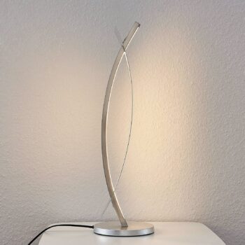 Stolná LED lampa Lucande Marija, strieborná farba, stmievateľná, 62 cm