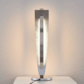 Stolná LED lampa Lucande Marija, strieborná farba, stmievateľná, 62 cm