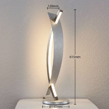 Stolná LED lampa Lucande Marija, strieborná farba, stmievateľná, 62 cm
