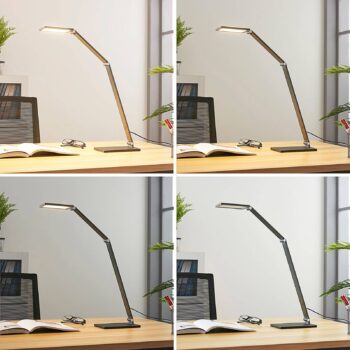 Stolná LED lampa Lucande Mion, 41 cm, hranatá, stmievateľná