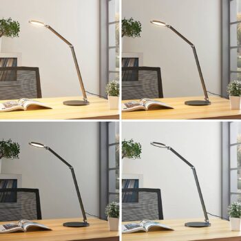 Stolná LED lampa Lucande Mion, 41 cm, okrúhla, stmievateľná
