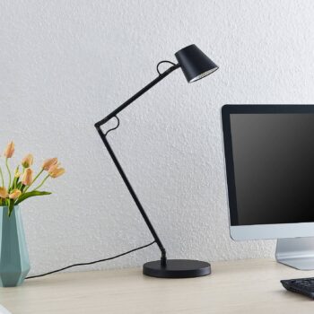 Stolná LED lampa Lucande Tarris, výška 46 cm, čierna