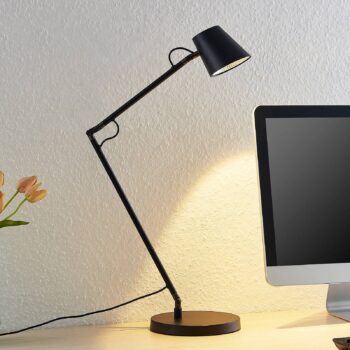 Stolná LED lampa Lucande Tarris, výška 46 cm, čierna