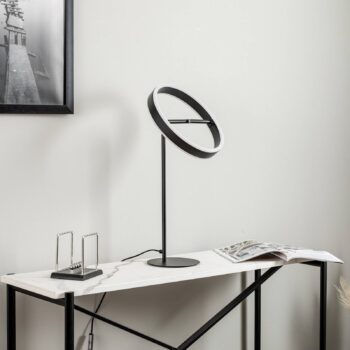 Stolná LED lampa Lucande Yekta, čierna, 59 cm, stmievateľná
