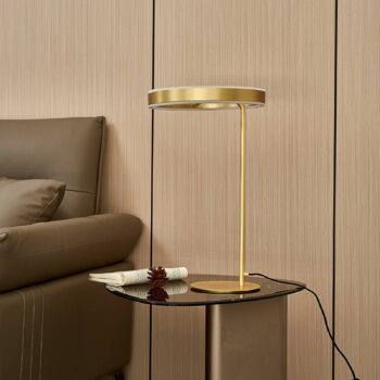 Stolná LED lampa Lucande Yekta, mosadzná farba, 59 cm, stmievateľná