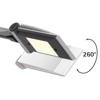 Stolná LED lampa MAULoptimus, strieborná, objímková základňa, stmievateľné CCT