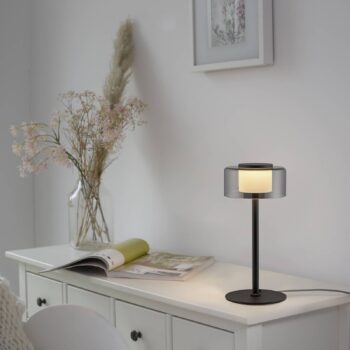 Stolná LED lampa Paul Neuhaus Rika, sklo, výška 33 cm, stmievateľná