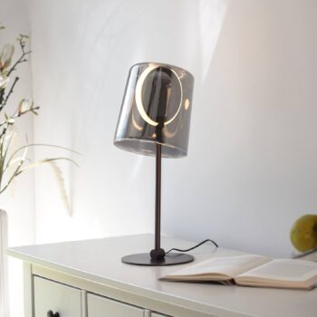 Stolná LED lampa Paul Neuhaus Zula, dymovo sivá, výška 42 cm