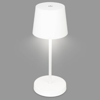 Stolná LED lampa Piha s dobíjacou batériou, biela