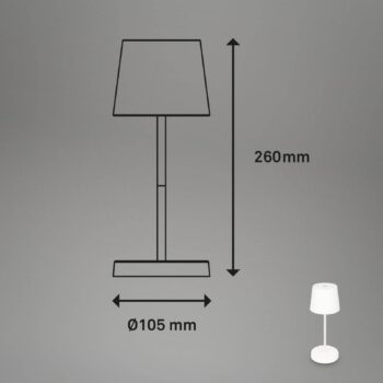 Stolná LED lampa Piha s dobíjacou batériou, biela