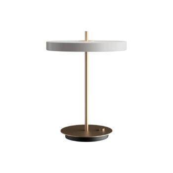 Stolná LED lampa UMAGE Asteria Table, USB, svetlo sivá/mosadz