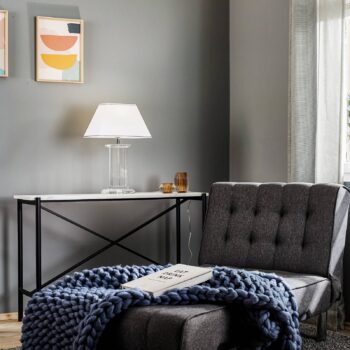 Stolná Veronique, široký podstavec, biela/chróm