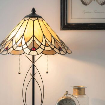 Stolná lampa 5186 s jantárovým skleneným tienidlom