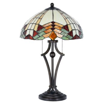 Stolná lampa 5961 Tiffany vzhľad s farebným sklom