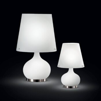 Stolná lampa Ade, výška 33 cm, biela, sklo
