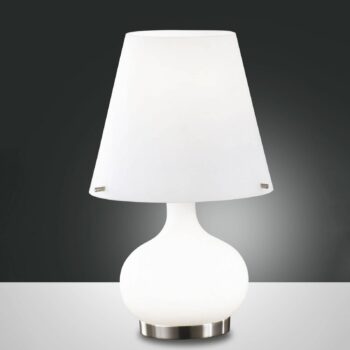 Stolná lampa Ade, výška 33 cm, biela, sklo