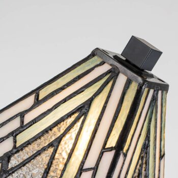 Stolná lampa Alderley, 14 cm x 14 cm, Tiffany štýl, bronz