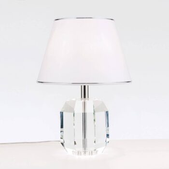 Stolná lampa Alexis s krištáľmi chróm/biela