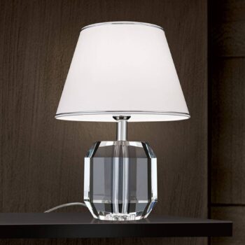Stolná lampa Alexis s krištáľmi chróm/biela