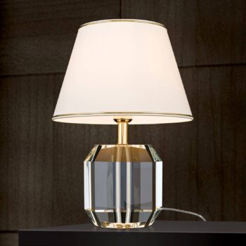 Stolná lampa Alexis s krištáľmi zlatá/krémová