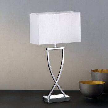 Stolná lampa Anni chrómová biela