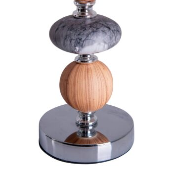 Stolná lampa Araga, sivá/chróm/farba dreva