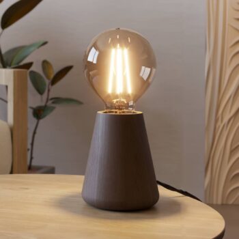 Stolná lampa Asby, tmavé drevo, výška 10 cm, drevo