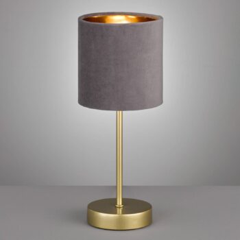 Stolná lampa Aura, zlatá, tienidlo sivá/zlatá