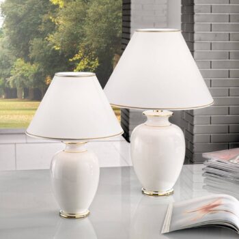 Stolná lampa Austrolux Giardino Avorio, 40 cm, keramika, biela
