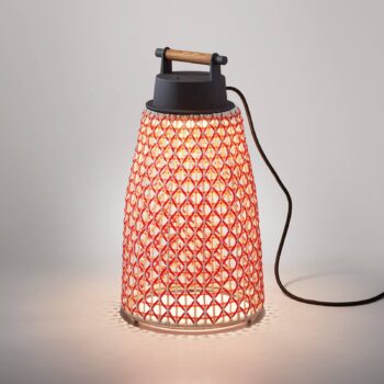 Stolná lampa Bover Nans M/49 LED do exteriéru, červená