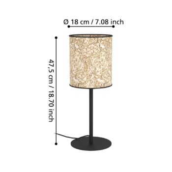 Stolná lampa Butterburn, výška 47,5 cm, béžová/zelená, látka