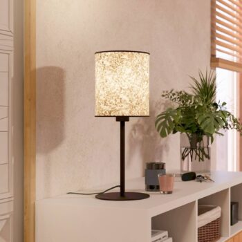 Stolná lampa Butterburn, výška 47,5 cm, béžová/zelená, látka