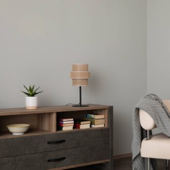 Stolná lampa Calisto, juta, prírodná hnedá, výška 38 cm