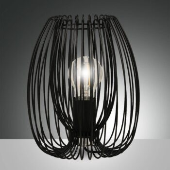 Stolná lampa Camp, čierna, drôtený kôš, Ø 20 cm