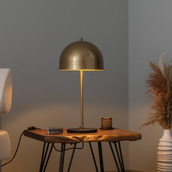 Stolná lampa Can NT-134, zlatá, polkruhové tienidlo
