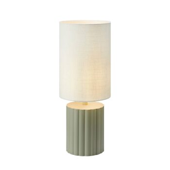 Stolná lampa Can, biela/sivá, výška 57 cm, keramika, textil