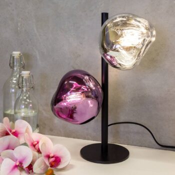 Stolná lampa Canopus fialová/strieborná výška 40 cm 2-svetelné sklo E14