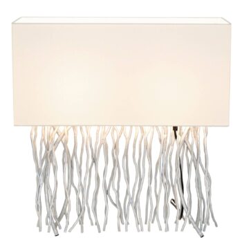 Stolná lampa Capri, hranatá, ekru/strieborná