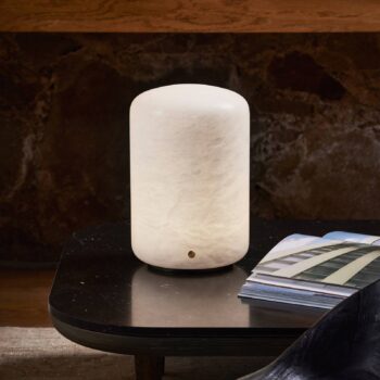 Stolná lampa Capsule LED v alabastrovej farbe Výška 19,5 cm