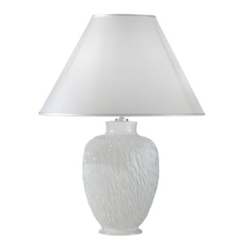 Stolná lampa Chiara z keramiky, v bielej, Ø 40 cm