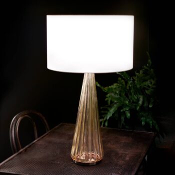 Stolná lampa Costa Rica tien. biele, podst. jantár